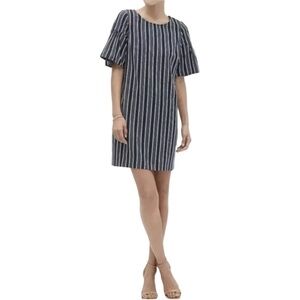 Banana Republic Navy Blue and White Stripe Butterfly Sleeve Shift Dress Size 8